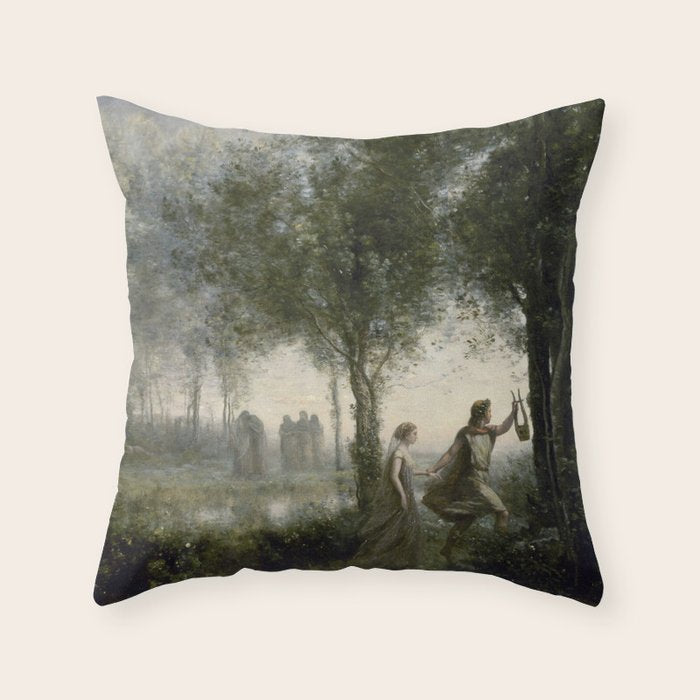 Orpheus Leading Eurydice from the Underworld - Jean-Baptiste-Camille Corot Throw Pillow Gallery Image 6