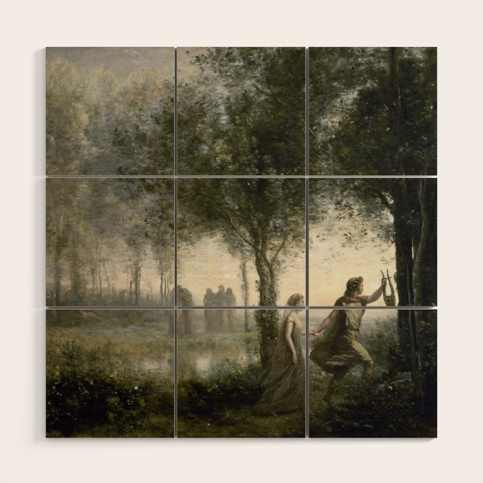 Orpheus Leading Eurydice from the Underworld - Jean-Baptiste-Camille Corot Wood Wall Art Gallery Image 1