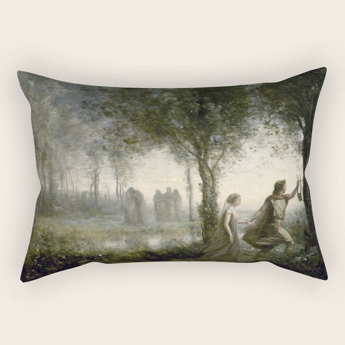 Orpheus Leading Eurydice from the Underworld - Jean-Baptiste-Camille Corot Rectangular Pillow Gallery Image 1
