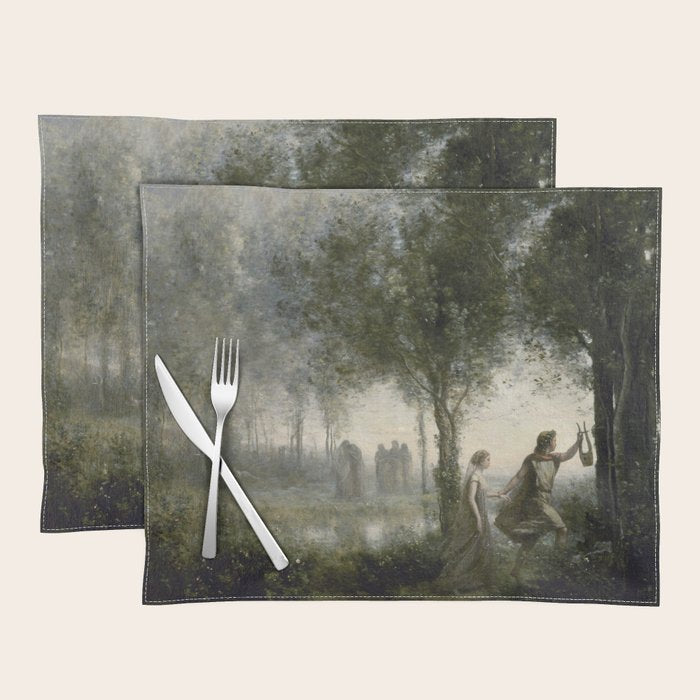 Orpheus Leading Eurydice from the Underworld - Jean-Baptiste-Camille Corot Placemat Gallery Image 1