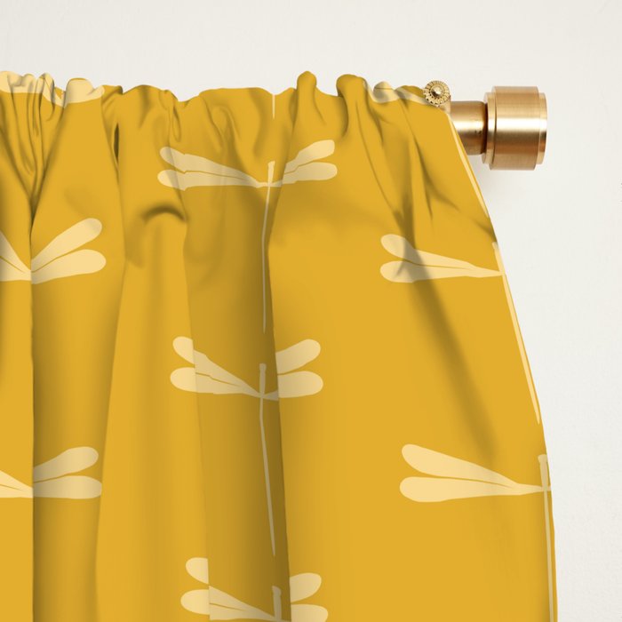 Dragonfly Pattern XIV Golden Yellow Window Curtain Gallery Image 2