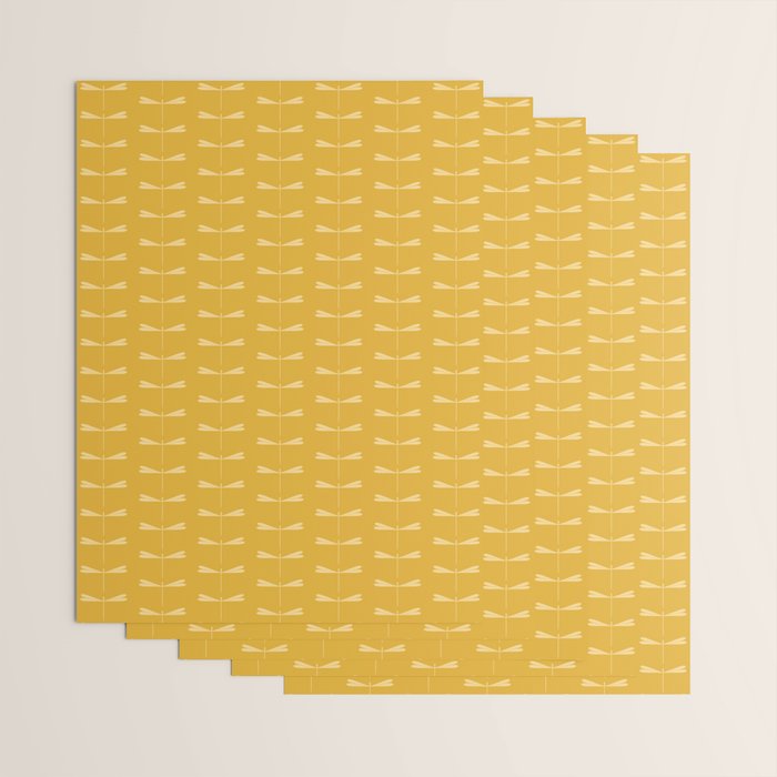 Dragonfly Pattern XIV Golden Yellow Wrapping Paper Gallery Image 3