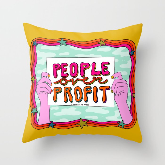 People Over Profit Throw Pillow Gallery Image 6