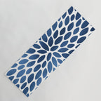 Floral Bloom, Dark Blue on White Yoga Mat Gallery Image 1