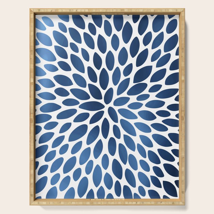 Floral Bloom, Dark Blue on White Serving Tray Gallery Image 1