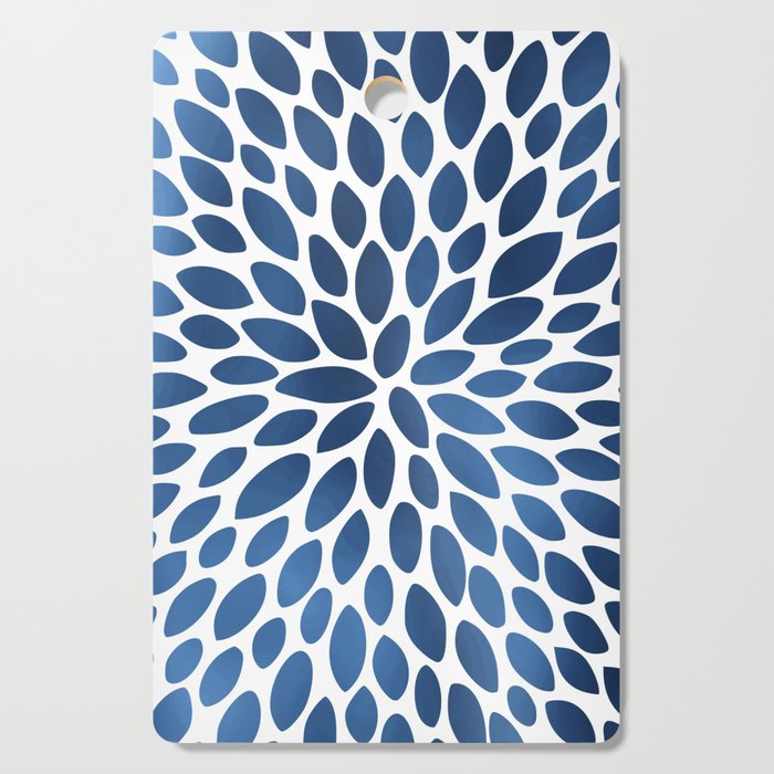 Floral Bloom, Dark Blue on White Cutting Board Gallery Image 1