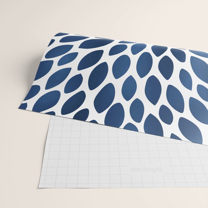 Floral Bloom, Dark Blue on White Wrapping Paper Gallery Image 2