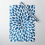 Floral Bloom, Dark Blue on White Wrapping Paper Gallery Image 1