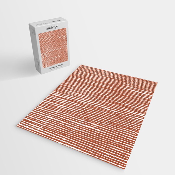 Rustic, Abstract Stripes Pattern in Terracotta Jigsaw Puzzle Gallery Image 2