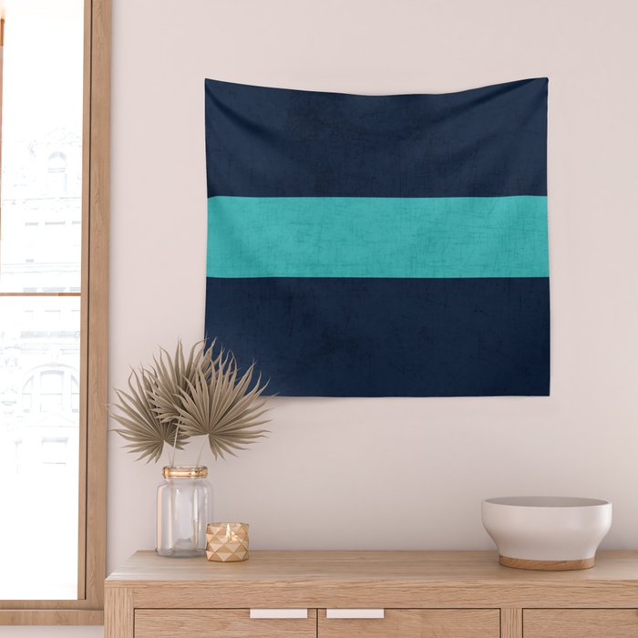 classic - navy and aqua Wall Tapestry Gallery Image 2