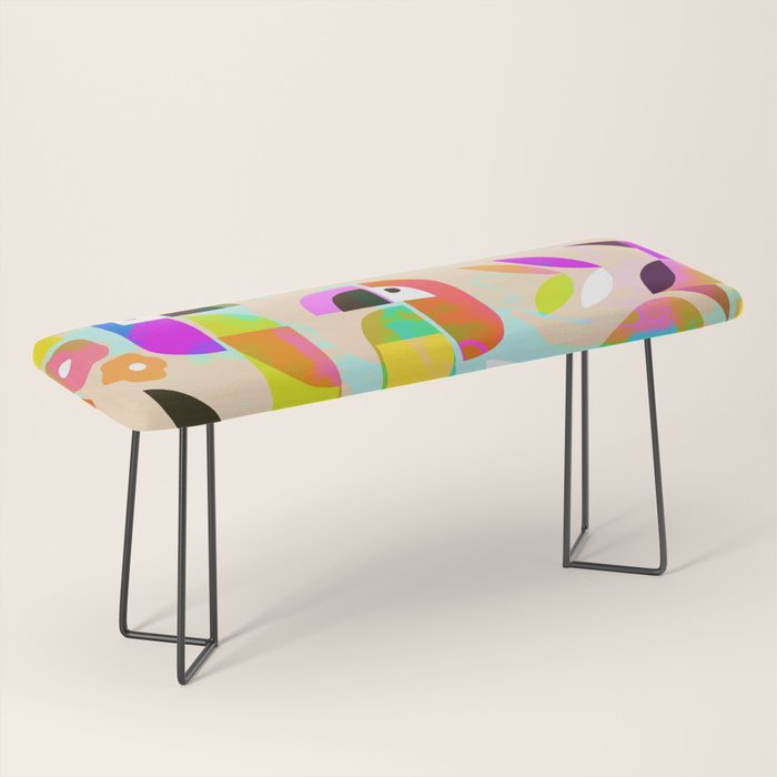 TROPICAL BIRD PATTERN COLLAGE Bench Gallery Image 1