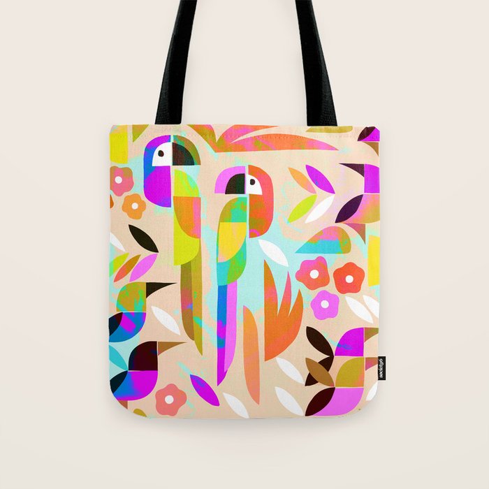 TROPICAL BIRD PATTERN COLLAGE Tote Bag Gallery Image 1