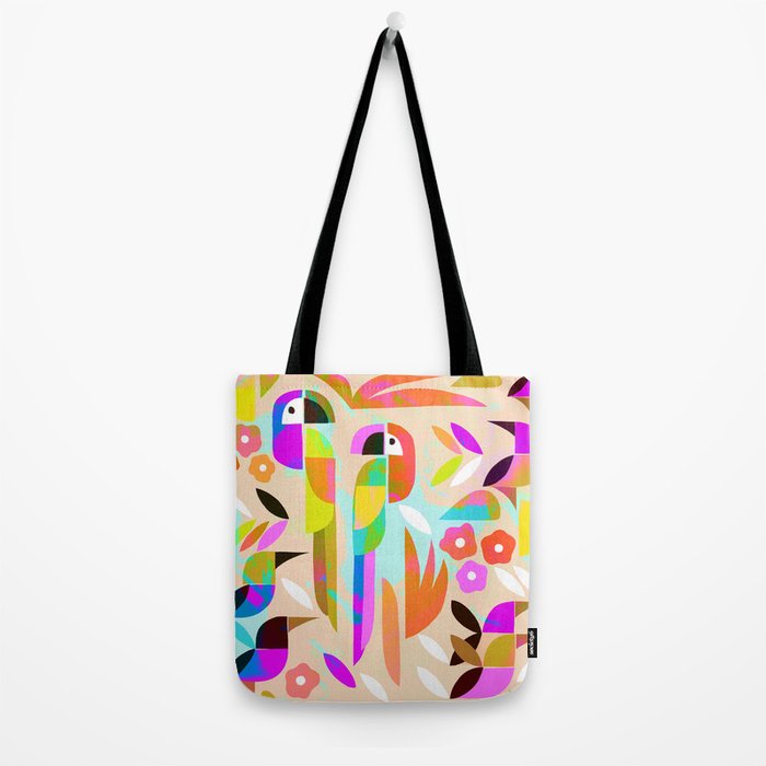 TROPICAL BIRD PATTERN COLLAGE Tote Bag Gallery Image 2