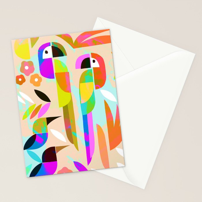 TROPICAL BIRD PATTERN COLLAGE Stationery Card Gallery Image 2