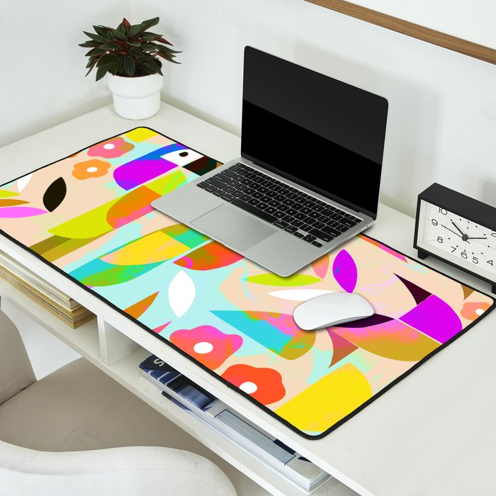 TROPICAL BIRD PATTERN COLLAGE Desk Mat Gallery Image 2