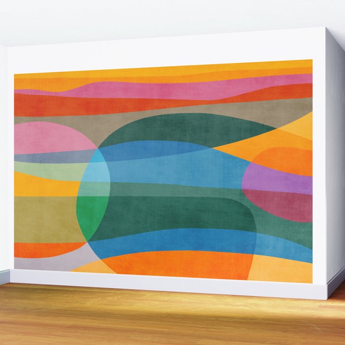 Colorful Bright Vibrant Modern Abstract Artwork Wall Mural Gallery Image 2