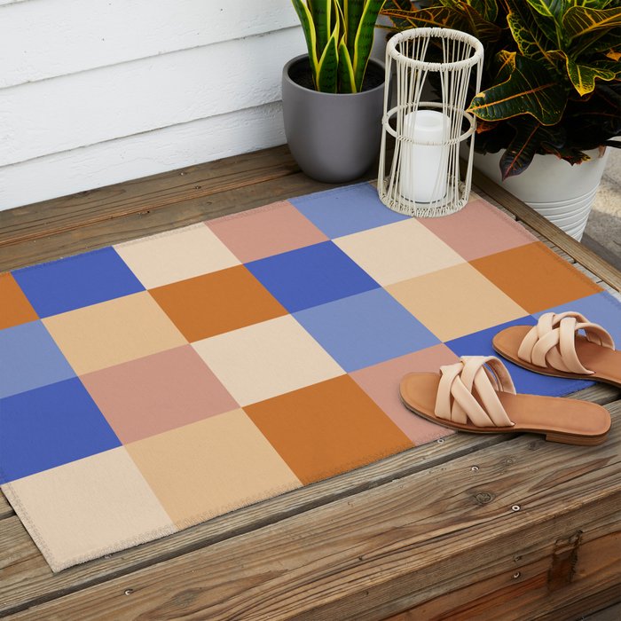 Bold Retro Checks Pattern - Large XXIX Outdoor Rug Gallery Image 2