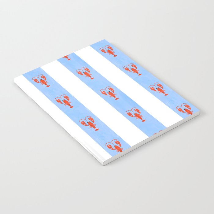 Red Lobsters On Hand-Painted Bright Blue Stripes Notebook Gallery Image 2