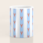 Red Lobsters On Hand-Painted Bright Blue Stripes Coffee Mug Gallery Image 4