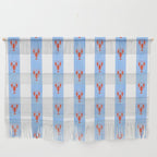 Red Lobsters On Hand-Painted Bright Blue Stripes Wall Hanging Gallery Image 1