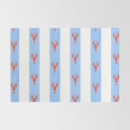 Red Lobsters On Hand-Painted Bright Blue Stripes Rug Gallery Image 2