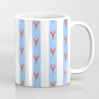 Red Lobsters On Hand-Painted Bright Blue Stripes Coffee Mug Gallery Image 1