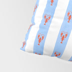 Red Lobsters On Hand-Painted Bright Blue Stripes Pillow Sham Gallery Image 4