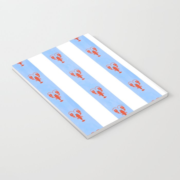 Red Lobsters On Hand-Painted Bright Blue Stripes Notebook Gallery Image 3