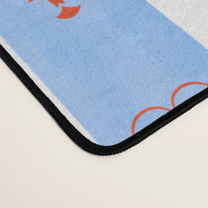 Red Lobsters On Hand-Painted Bright Blue Stripes Desk Mat Gallery Image 4