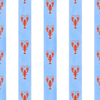 Red Lobsters On Hand-Painted Bright Blue Stripes Coffee Mug Gallery Image 2