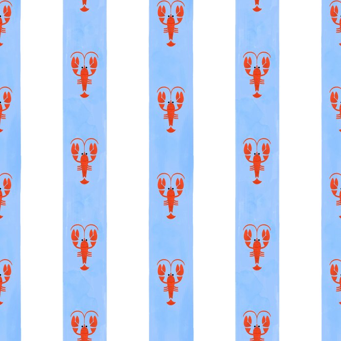 Red Lobsters On Hand-Painted Bright Blue Stripes Coffee Mug Gallery Image 2