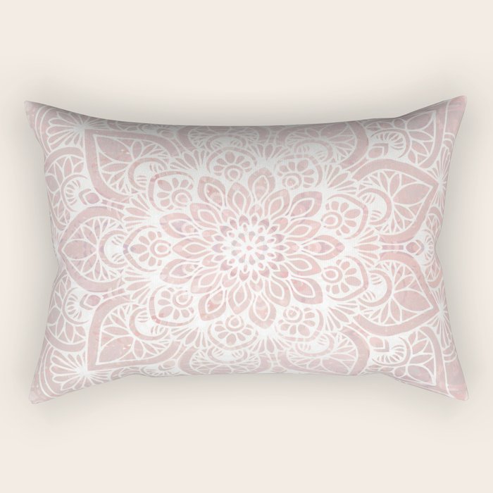 Mandala Yoga Love, Blush Pink Floral Rectangular Pillow Gallery Image 1