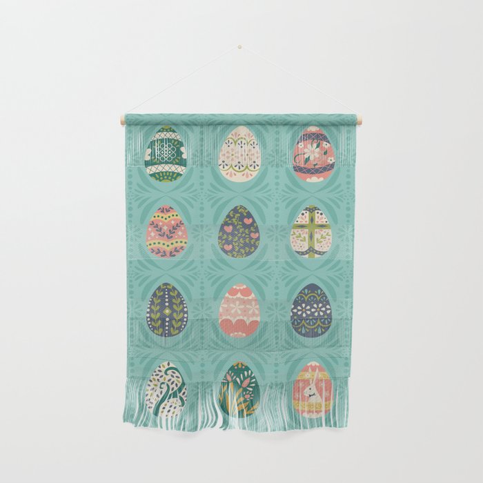Floral Easter Eggs - Aqua Wall Hanging Gallery Image 1