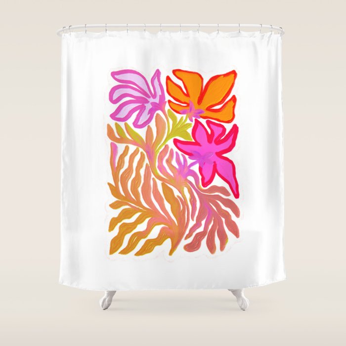 Painterly Nouveau bloom - imperfect bold textured floral art Shower Curtain Gallery Image 1