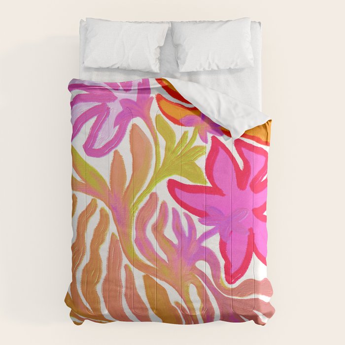 Painterly Nouveau bloom - imperfect bold textured floral art Comforter Gallery Image 1