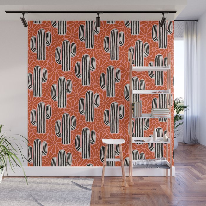 Sonora - red, pink, black, and white  Wall Mural Gallery Image 1