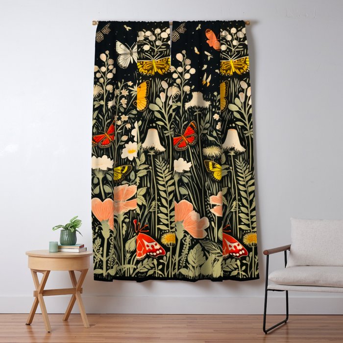 Butterfly Night Garden Window Curtain Gallery Image 5