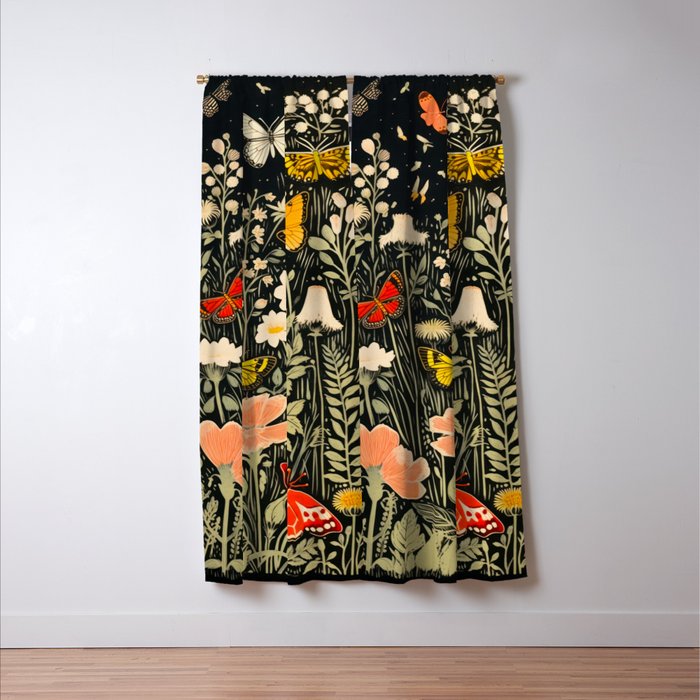 Butterfly Night Garden Window Curtain Gallery Image 3