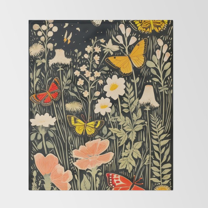 Butterfly Night Garden Throw Blanket Gallery Image 2