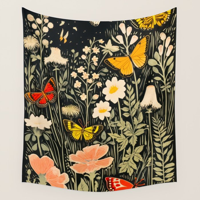 Butterfly Night Garden Wall Tapestry Gallery Image 4