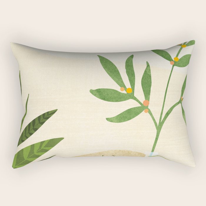 Mediterranean Terrace - Colorful Landscape Illustration Rectangular Pillow Gallery Image 2