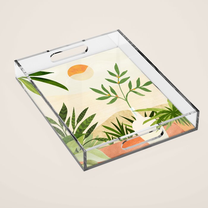 Mediterranean Terrace - Colorful Landscape Illustration Acrylic Tray Gallery Image 1