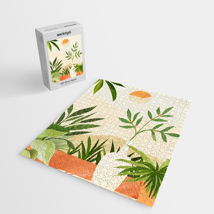 Mediterranean Terrace - Colorful Landscape Illustration Jigsaw Puzzle Gallery Image 2