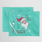 'Tis The Season - Retro Santa Aqua Colorful Placemat Gallery Image 1