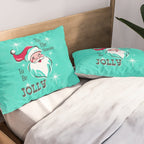 'Tis The Season - Retro Santa Aqua Colorful Pillow Sham Gallery Image 2