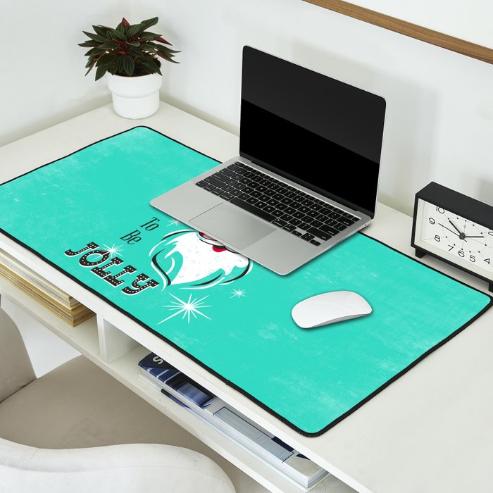 'Tis The Season - Retro Santa Aqua Colorful Desk Mat Gallery Image 2