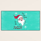 'Tis The Season - Retro Santa Aqua Colorful Desk Mat Gallery Image 3