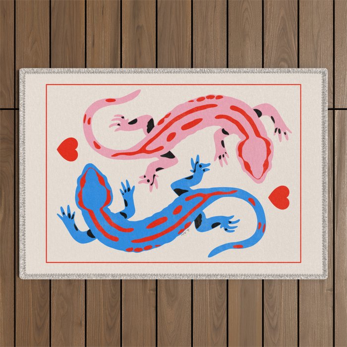 The lovers - salamanders Outdoor Rug Gallery Image 1