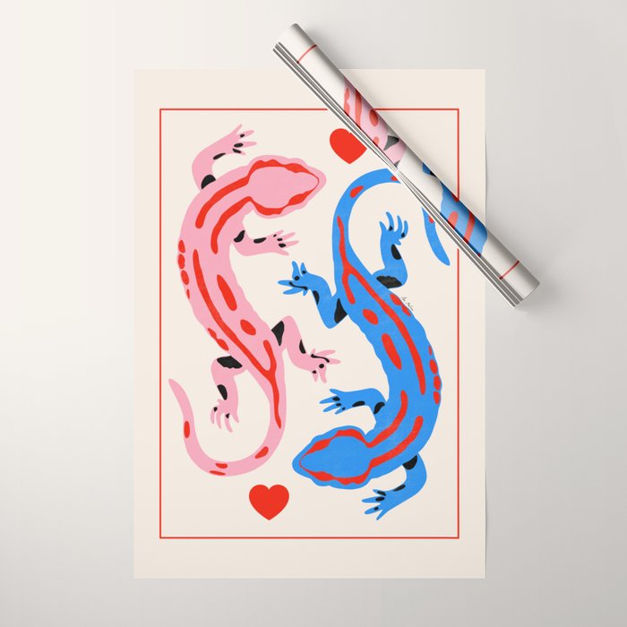 The lovers - salamanders Wrapping Paper Gallery Image 1