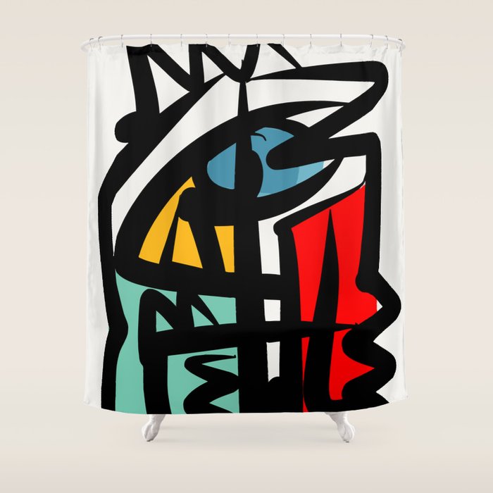 Street art abstract portrait pop Shower Curtain Gallery Image 1